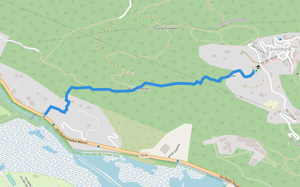 A00e - Da Fondotoce a Cavandone walking route map in Cavandone