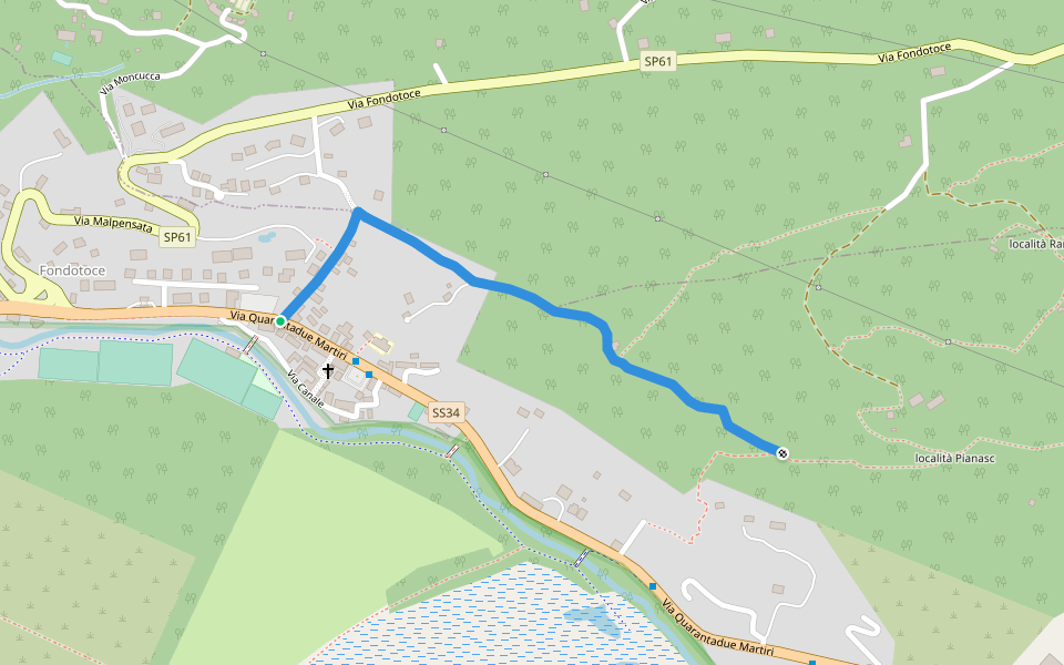 A00g - Fondotoce scalinata cimitero vecchio - bivio A00e walking route map in Fondotoce