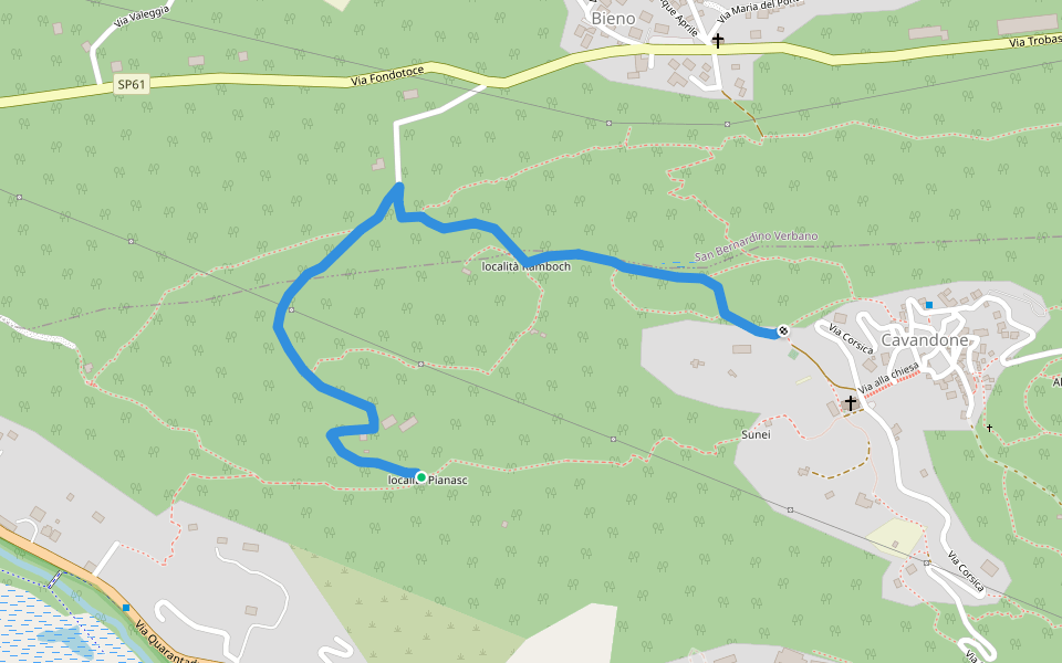 A00f - Bivio A00e - Cavandone walking route map in Fondotoce