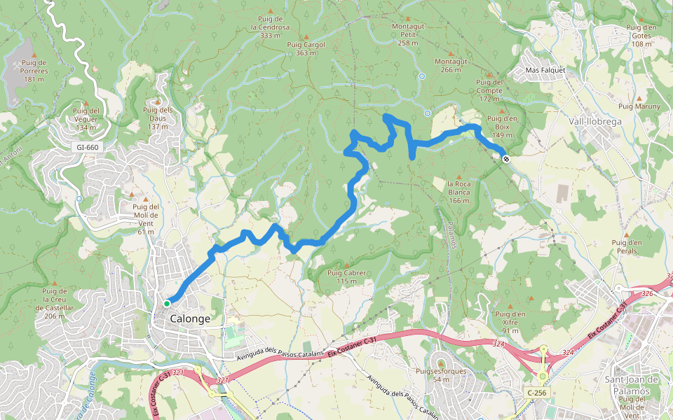 SL-C 28 Santa Maria de Bell-lloc walking route map in Calonge