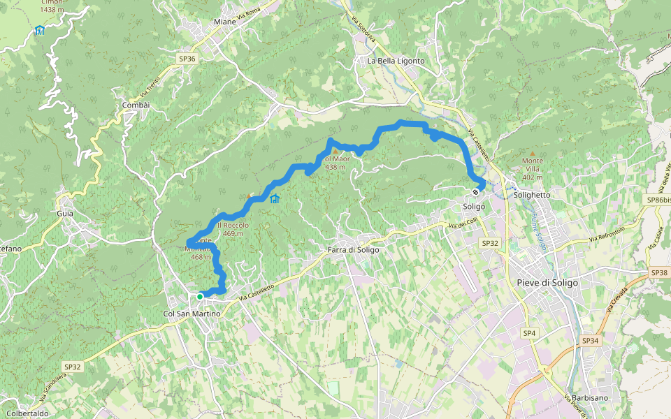 Sentiero delle Vedette walking route map in Col San Martino