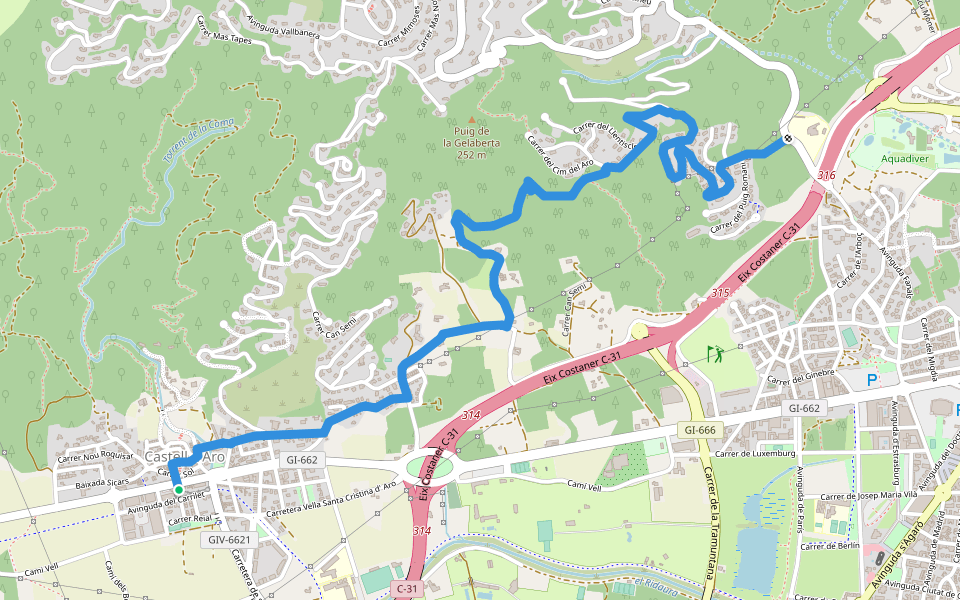 SL-C 30 Roques Martines walking route map in Castell-Platja d'Aro