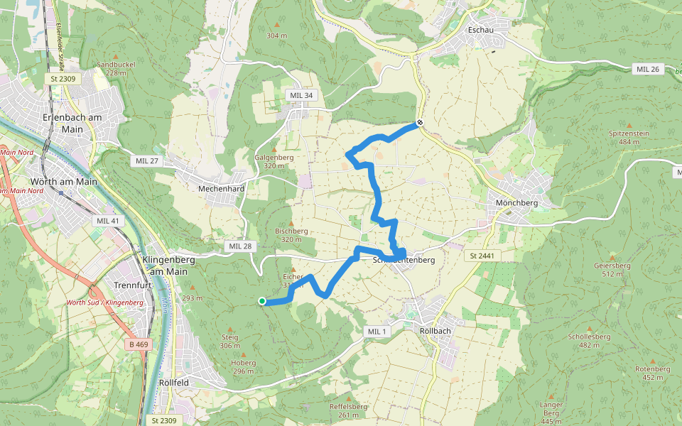Ortswanderweg Mönchberg 3 walking route map in Mönchberg