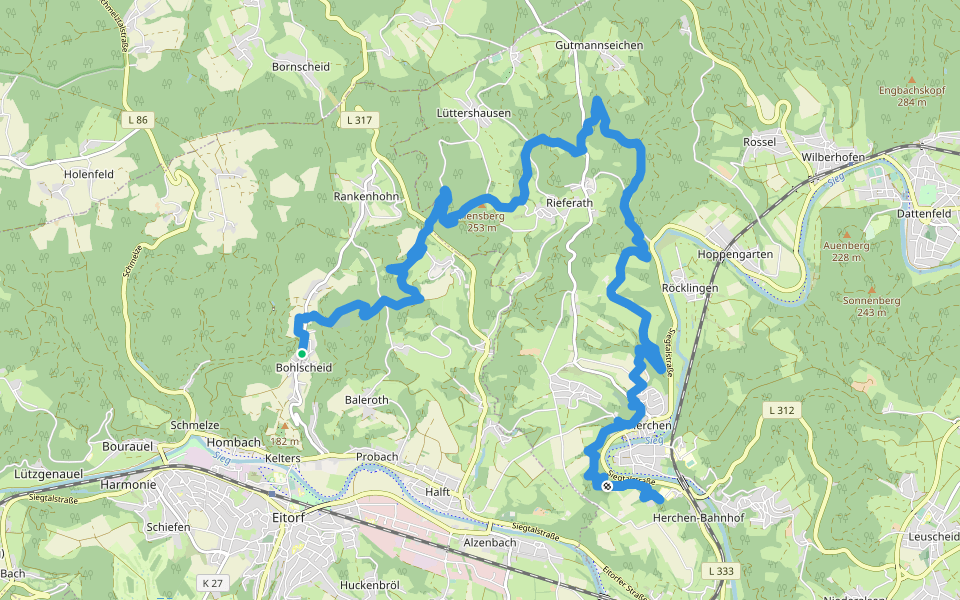 Natursteig Sieg Etappe 05 walking route map in Eitorf