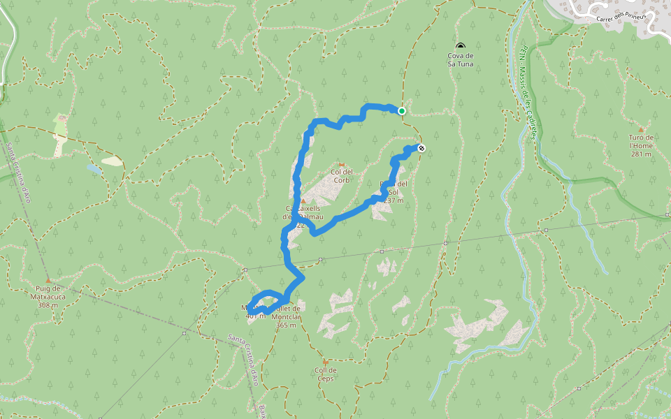 SL-C 32 Carcaixells d'en Dalmau i de la Roca Rodona walking route map in Santa Cristina d'Aro
