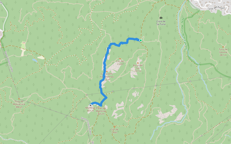 SL-C 32 Carcaixells d'en Dalmau i de la Roca Rodona walking route map in Santa Cristina d'Aro