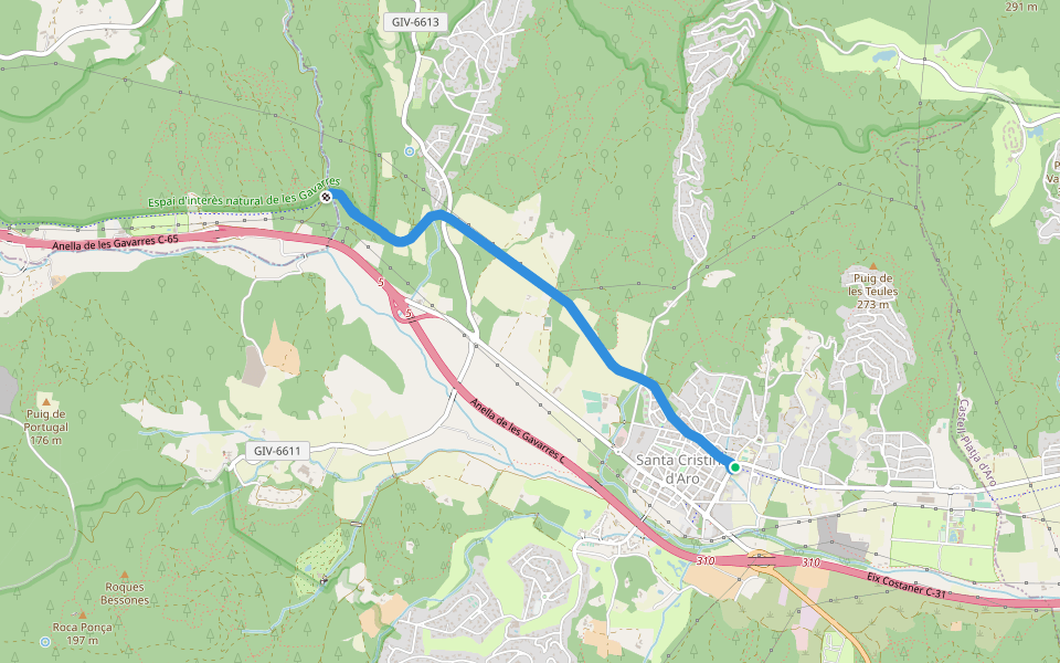 SL-C 34 Pont de Salenys walking route map in Santa Cristina d'Aro