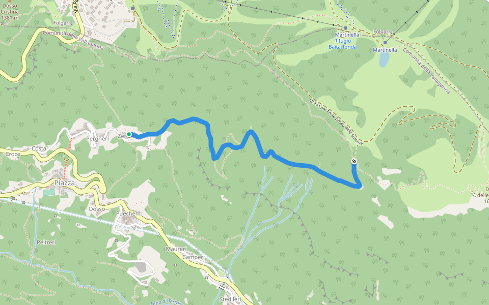 Senter dei Trogari walking route map in Zencheri