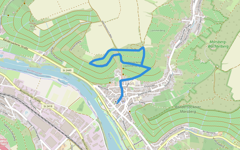 Weinwanderung 'Lämmerberg' walking route map in Randersacker