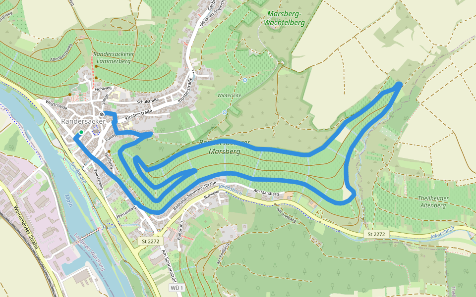 Weinwanderung 'Marsberg' walking route map in Randersacker