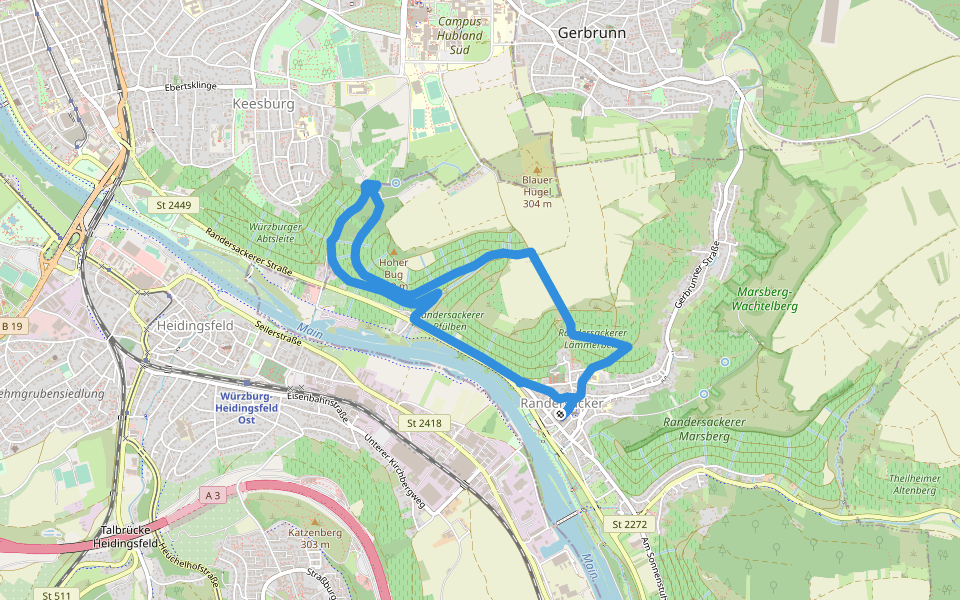Weinwanderung 'Teufelskeller' walking route map in Randersacker
