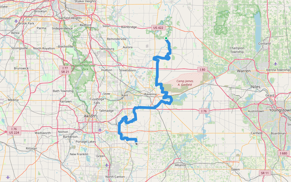 Buckeye Trail (Mogadore) walking route map in Hiram
