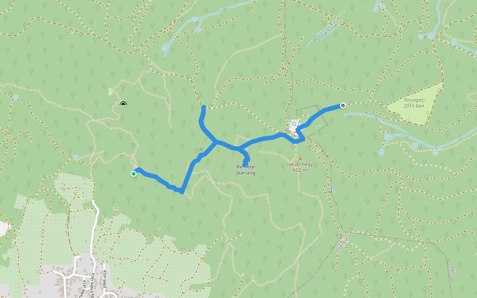 ZT, Kövirózsa tanösvény (Jakab-hegy) walking route map in Kővágószőlős