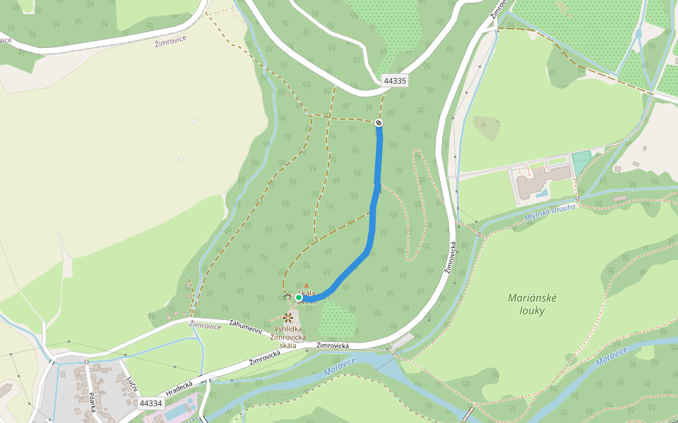 [Ž] Žimrovická skála walking route map in Hradec nad Moravicí