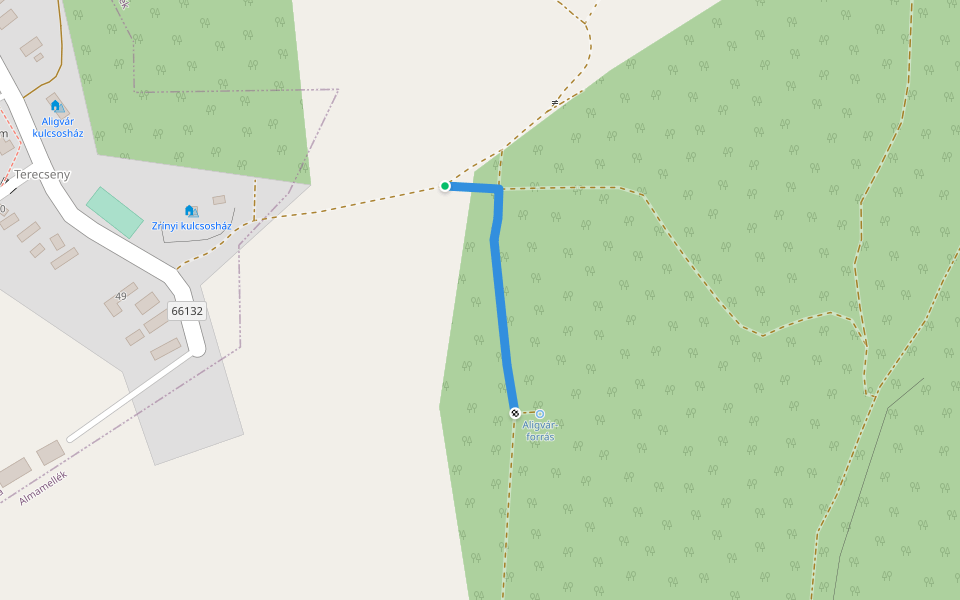 K● (Aligvár-forrás) walking route map in Boldogasszonyfa