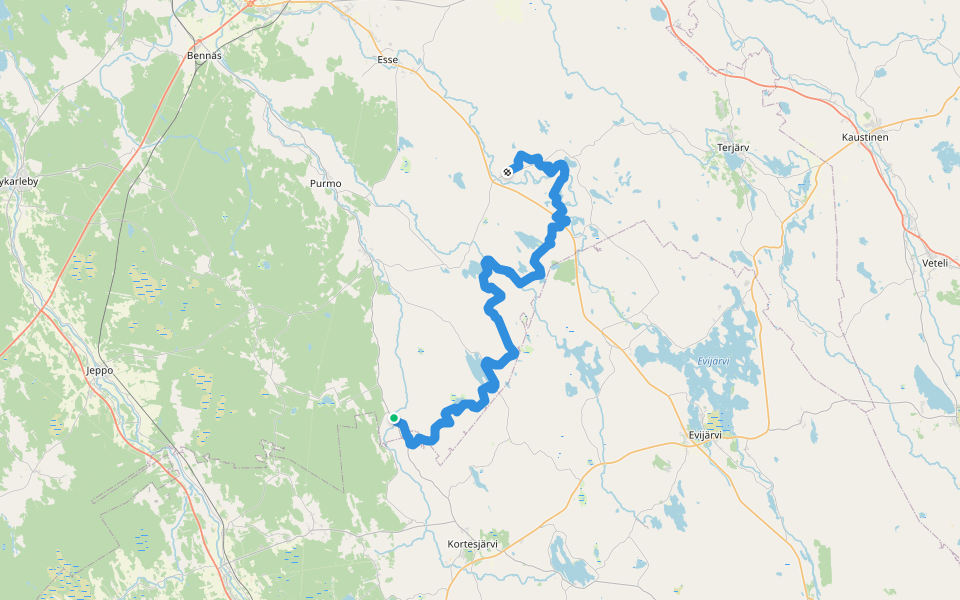 Utterleden walking route map in Vilobacka