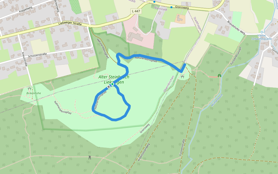 Naturerlebnispfad Steinbruch Liekwegen 1,7km walking route map in Nienstädt