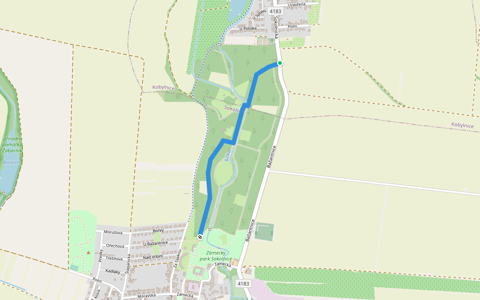 Obora Sokolnice walking route map in Kobylnice