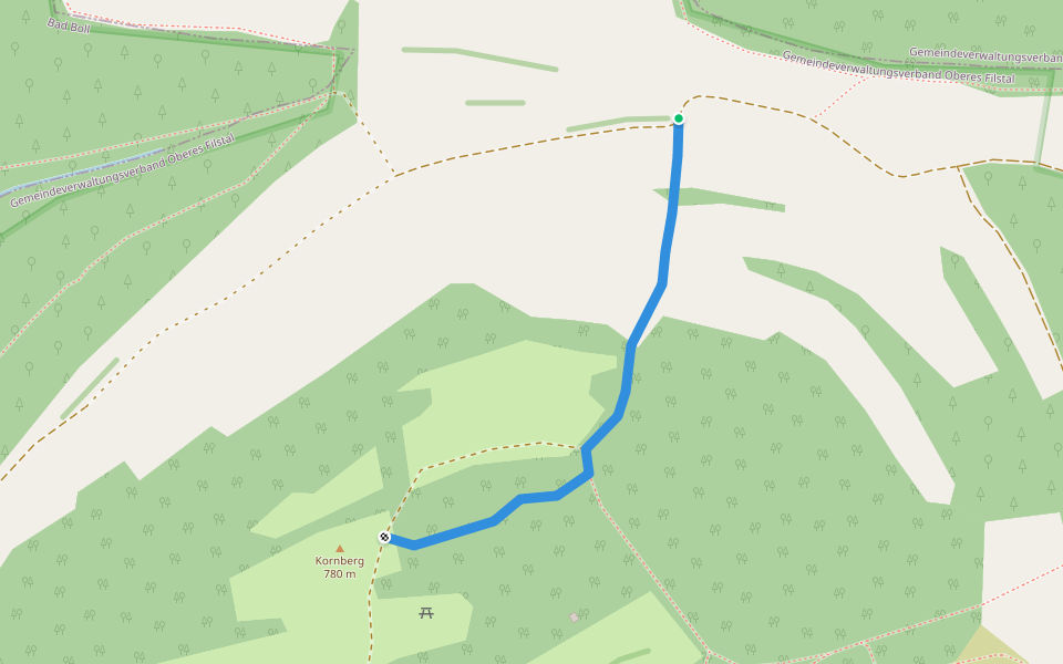 Kornberg (Stichweg) walking route map in Gruibingen
