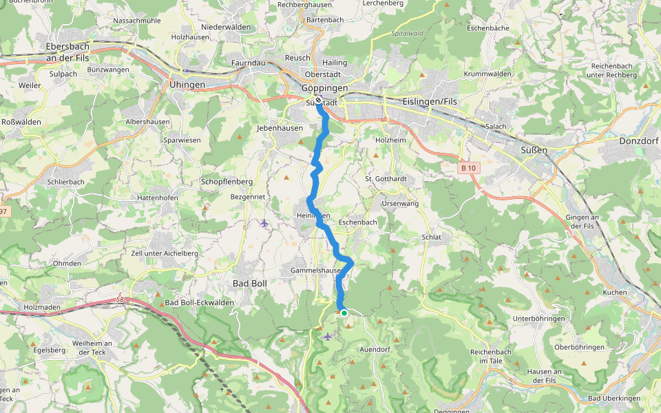 Göppingen - Heiningen - Sielenwang walking route map in Heiningen