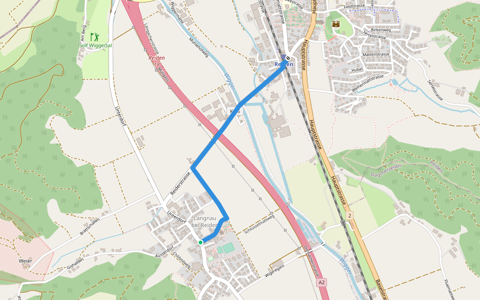 Reiden - Langnau walking route map in Reiden