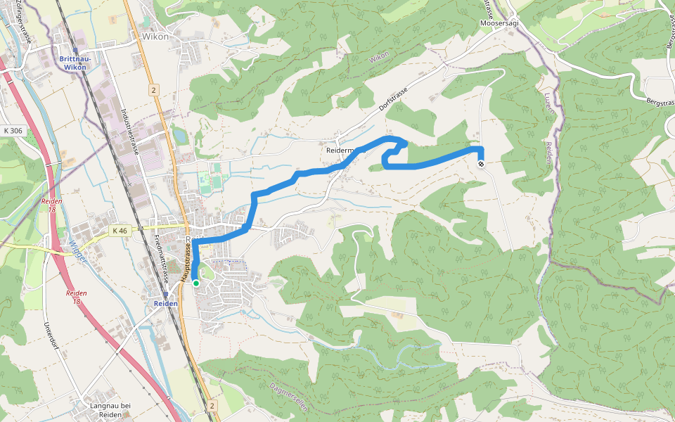 Reiden - Höferberg walking route map in Reiden