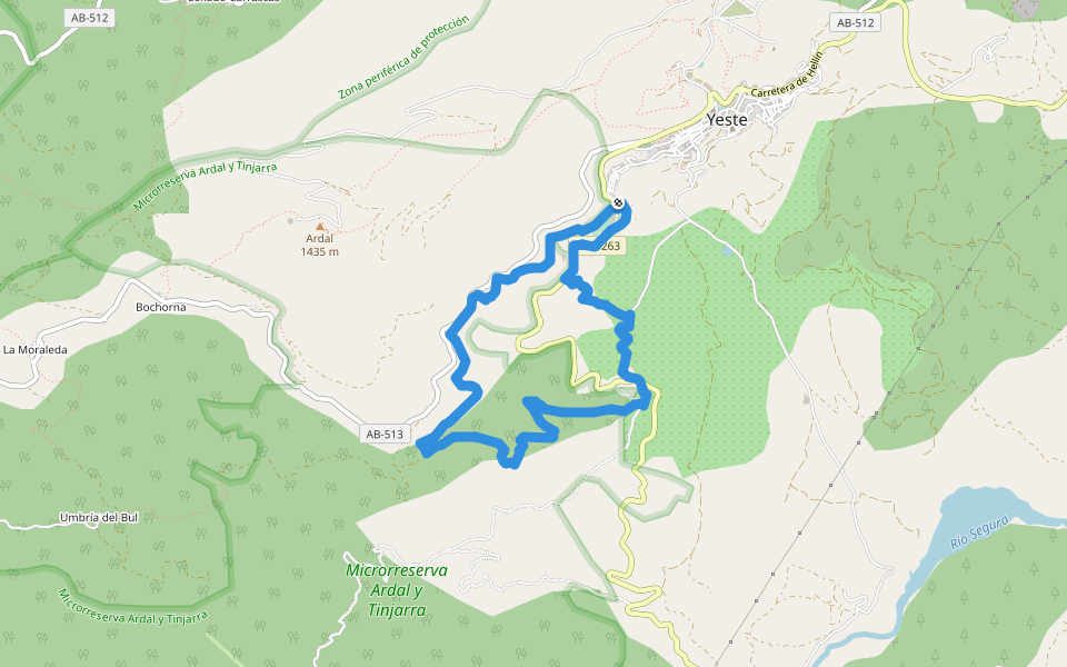 Circular Fuensanta walking route map in Yeste