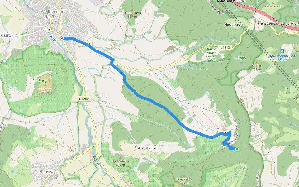 Weilheim - Häringen - Sickenbühl walking route map in Weilheim an der Teck