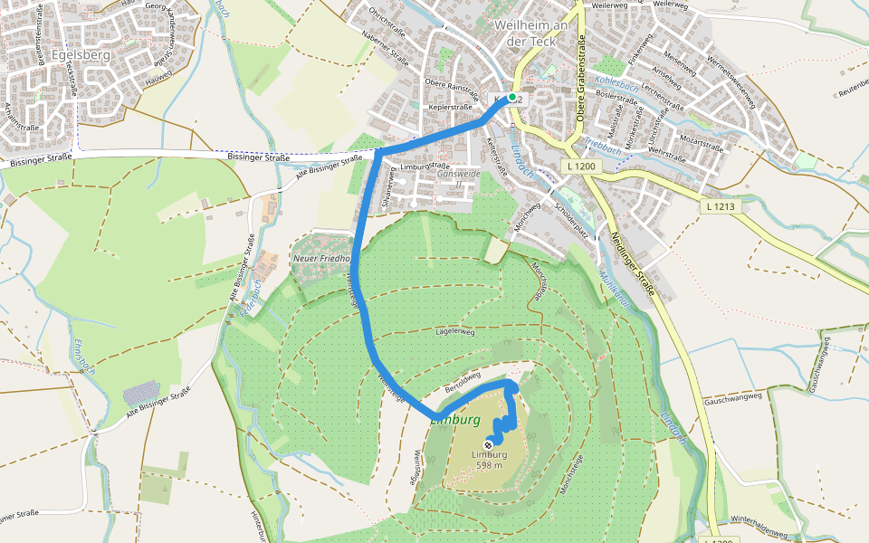 Weilheim - Limburg walking route map in Weilheim an der Teck