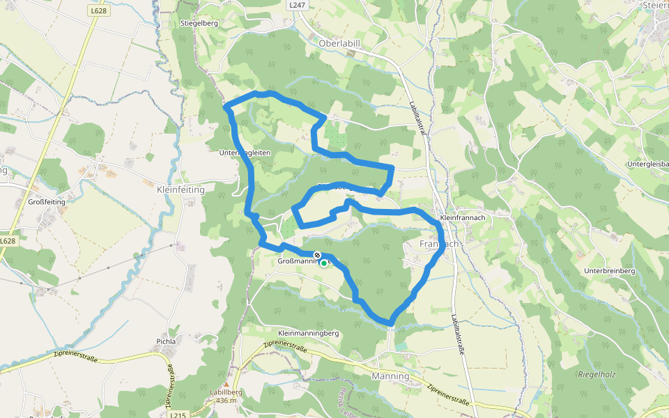 Frannacher Kapellenweg walking route map in Manning