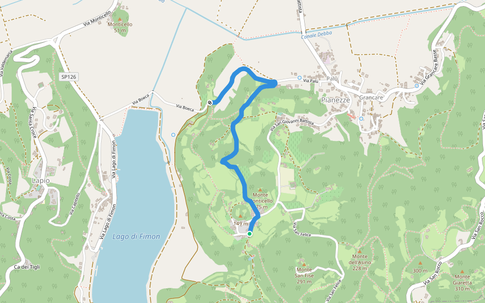 Percorso BLU - Variante walking route map in Chiesa Vecchia