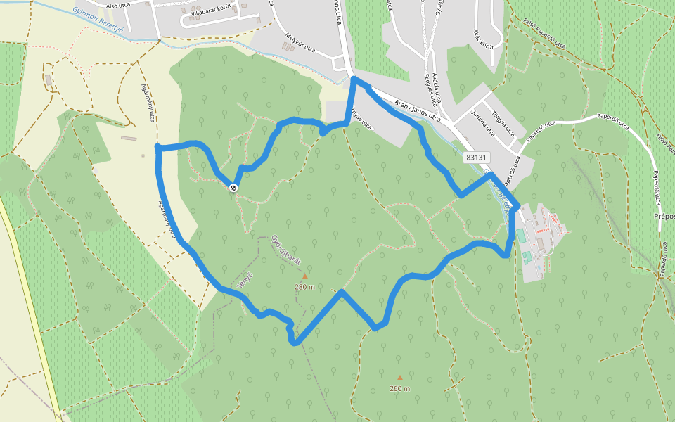 PT, Tobozgyűjtő út walking route map in Győrújbarát