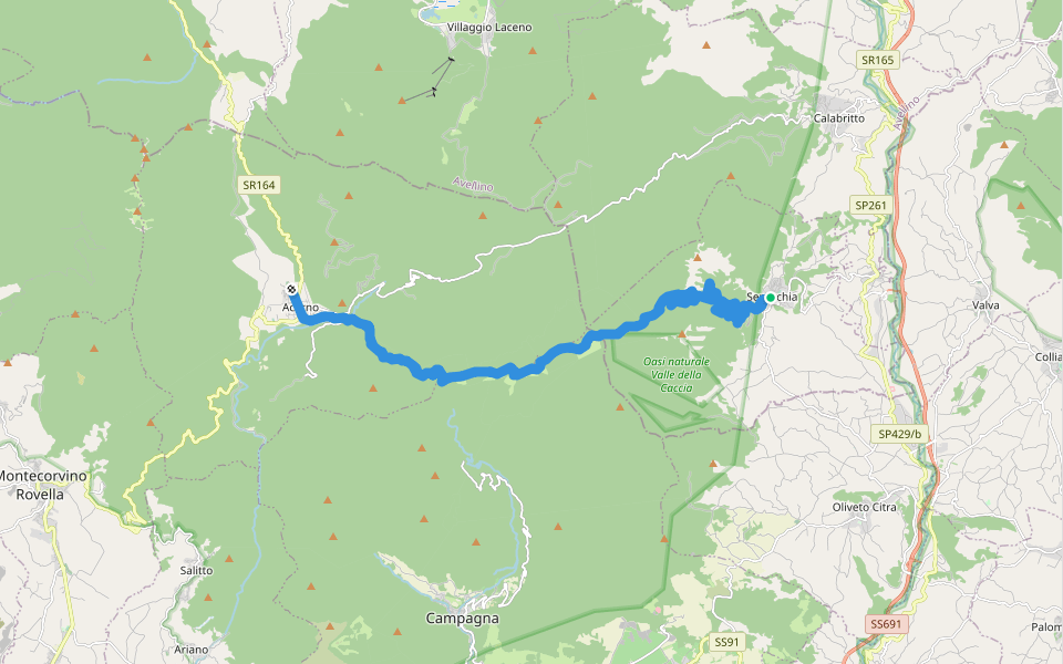 Sentiero Italia - Tappa S08 walking route map in Senerchia