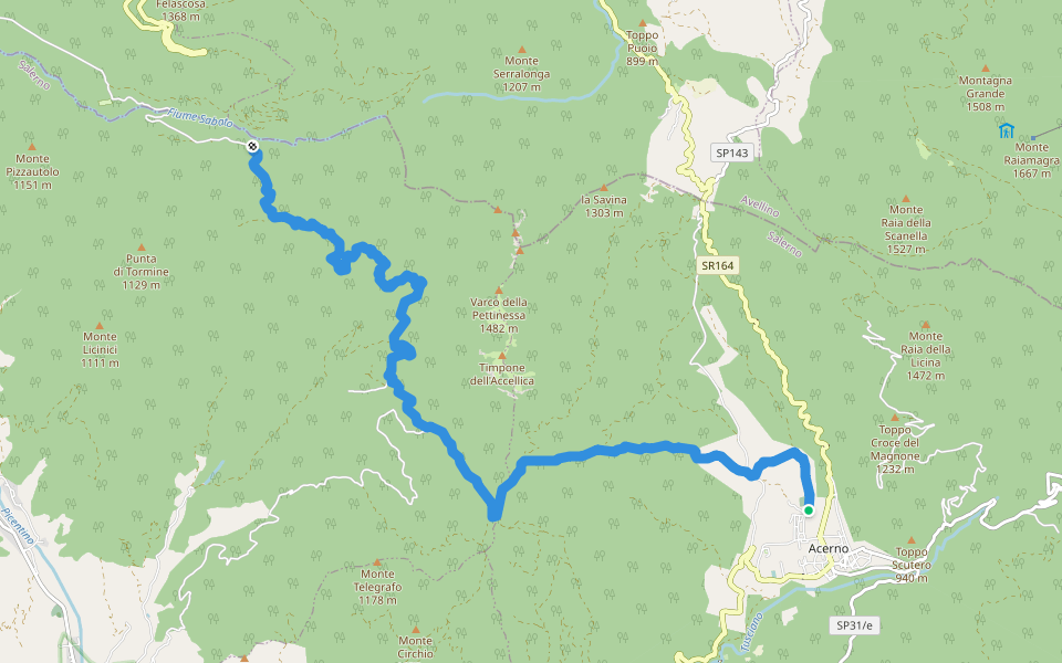 Sentiero Italia - Tappa S09 walking route map in Acerno
