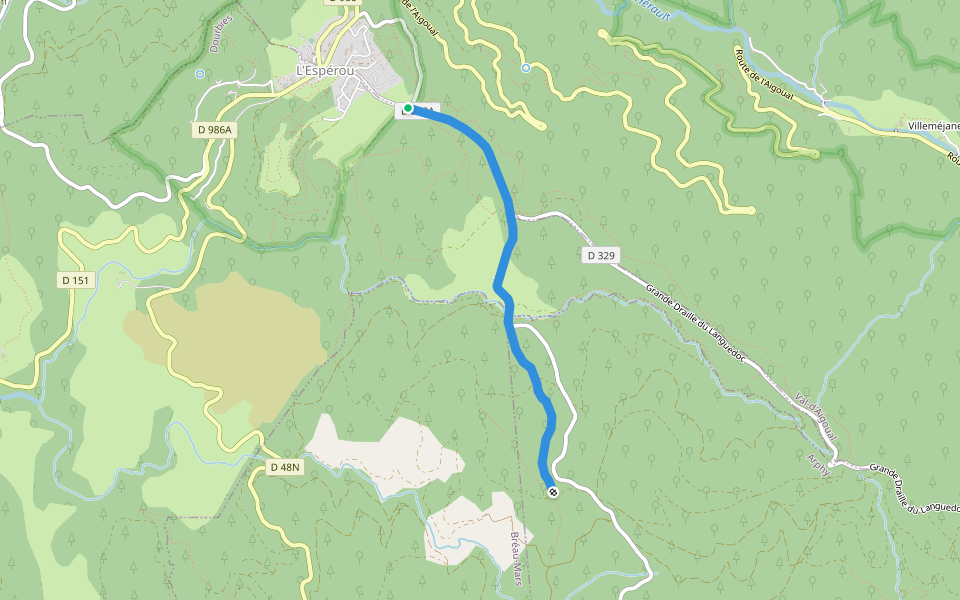 CSG 09A : Déviation walking route map in Dourbies