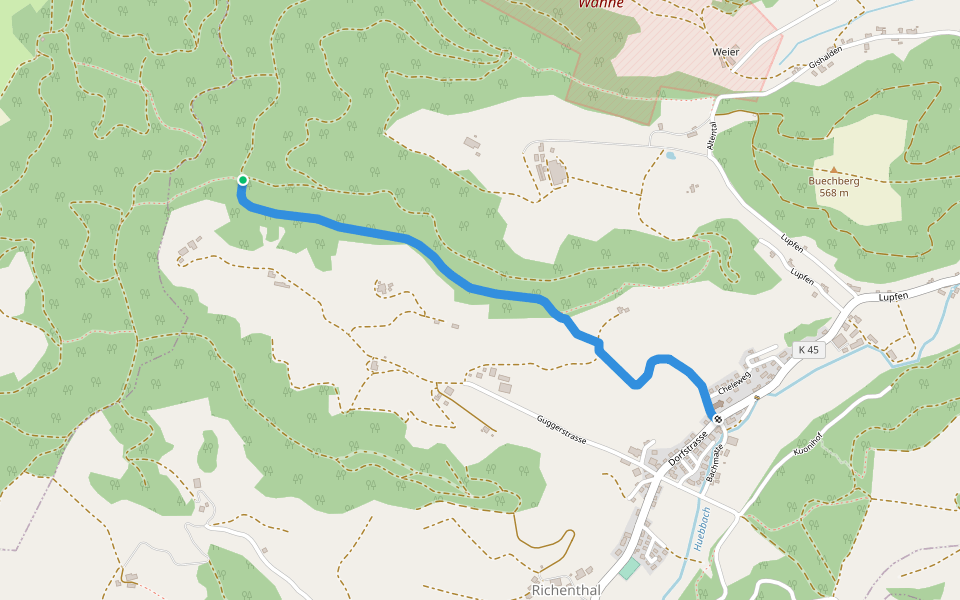 Richenthal - Guggerhöchi walking route map in Reiden