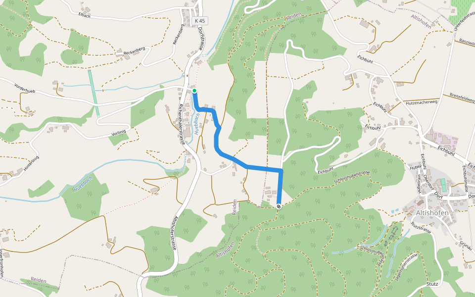 Kurhaus Richenthal - Hinter Huebäbni walking route map in Reiden