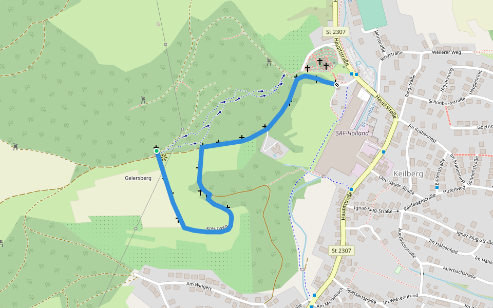 Kreuzweg Keilberg walking route map in Bessenbach