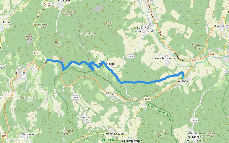 Langeck - Salmannsdorf - Bernstein walking route map in Langeck im Burgenland