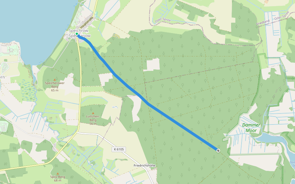 Wanderweg Speicherow-Lieberose-Damme walking route map in Schwielochsee