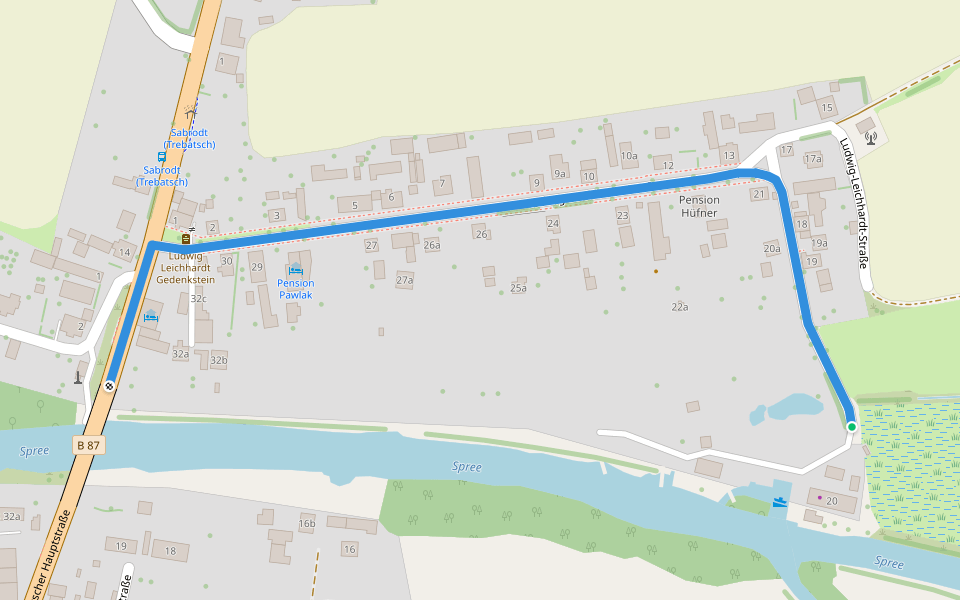 Wanderweg Trebasch-... walking route map in Tauche