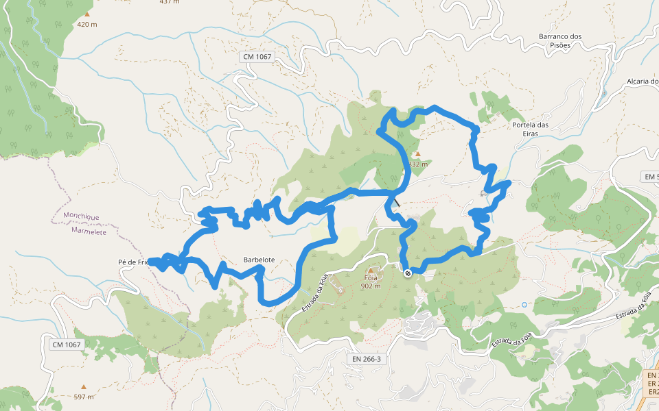 Percurso Pedestre das Cascatas walking route map in Monchique