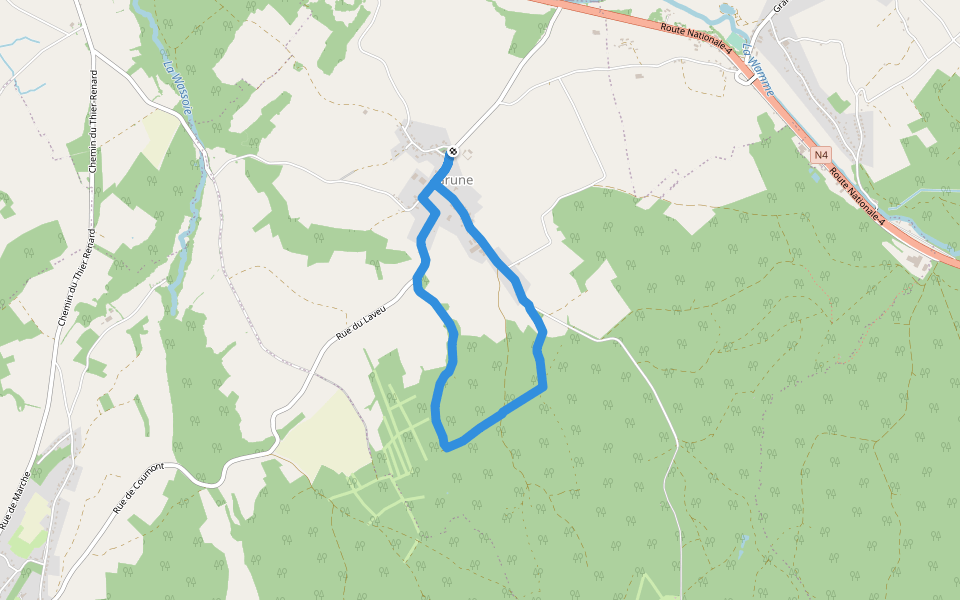 10. Promenade des Prés - variante walking route map in Nassogne