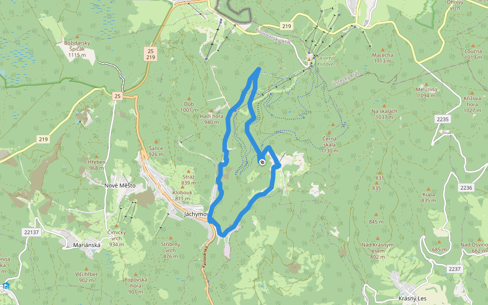 naučná stezka Montánní krajina Krušných hor walking route map in Jáchymov