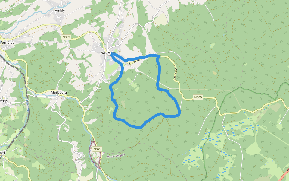 22. Promenade des Combes walking route map in Nassogne