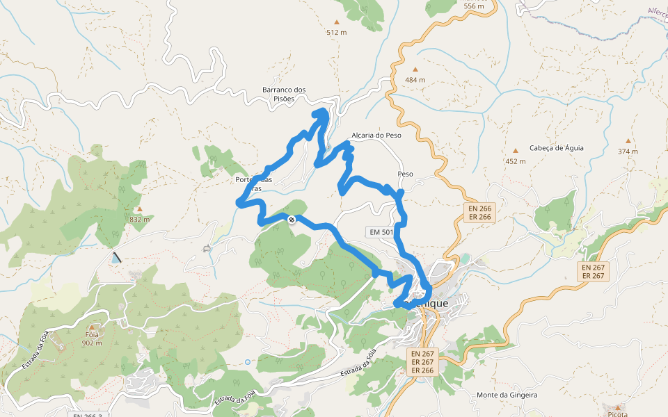 Trilho dos Moinhos walking route map in Monchique