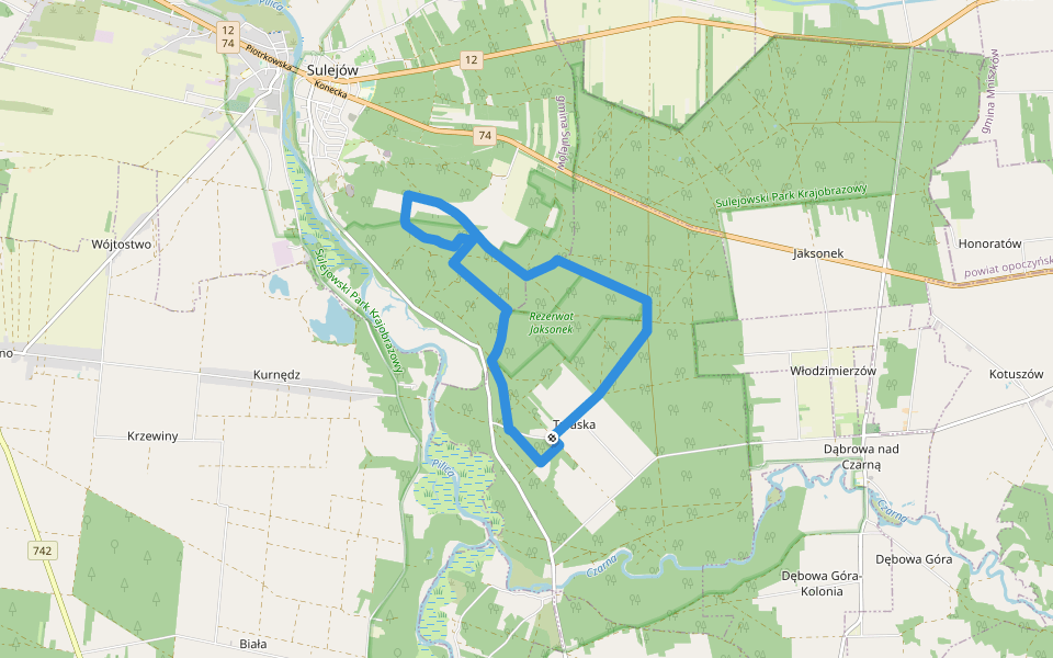 Taraska - Rezerwat Jaksonek walking route map in Taraska