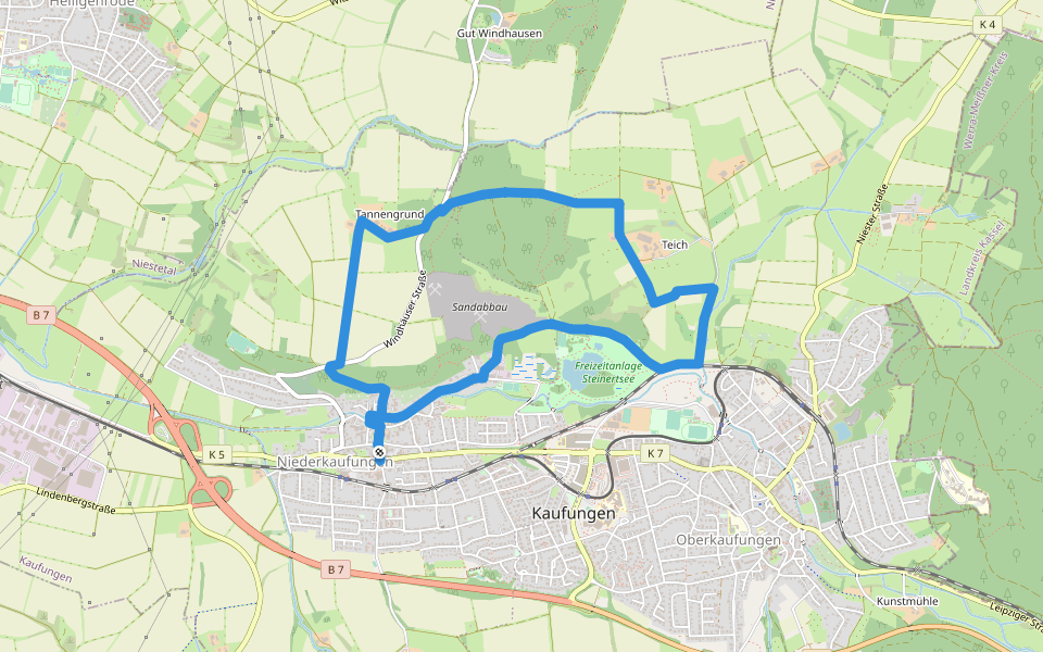 Kaufungen, N3 - Gelber-Berg-Weg walking route map in Kaufungen