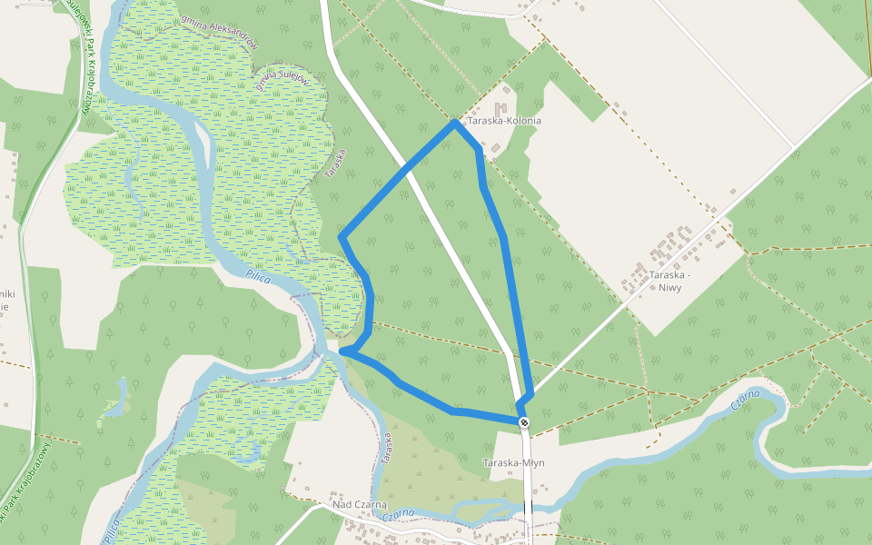 Ścieżka spacerowa Taraska ujście Czarnej do Pilicy walking route map in Taraska