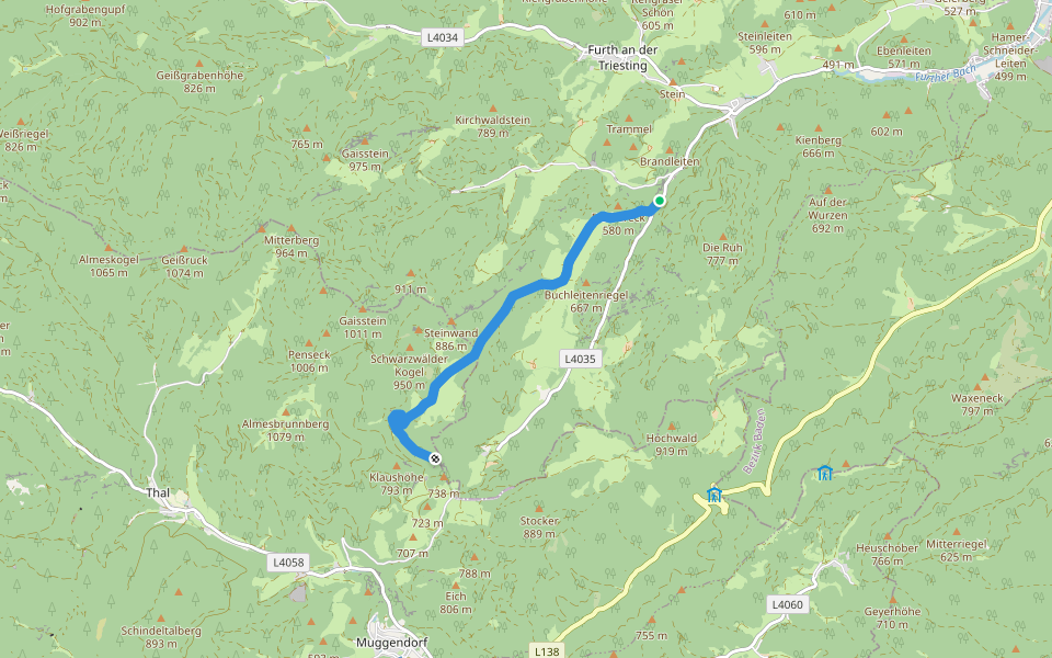 Steinwandgraben - Pogra - Berg - Steinwandklamm walking route map in Ebeltal